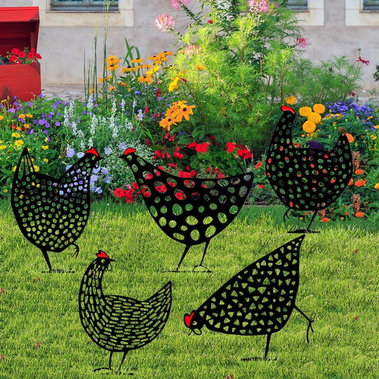 Chicken Yard Art Outdoor Garden Back Yard Gazon Stakes Hen Yard Decor - BUNNY BAZAR