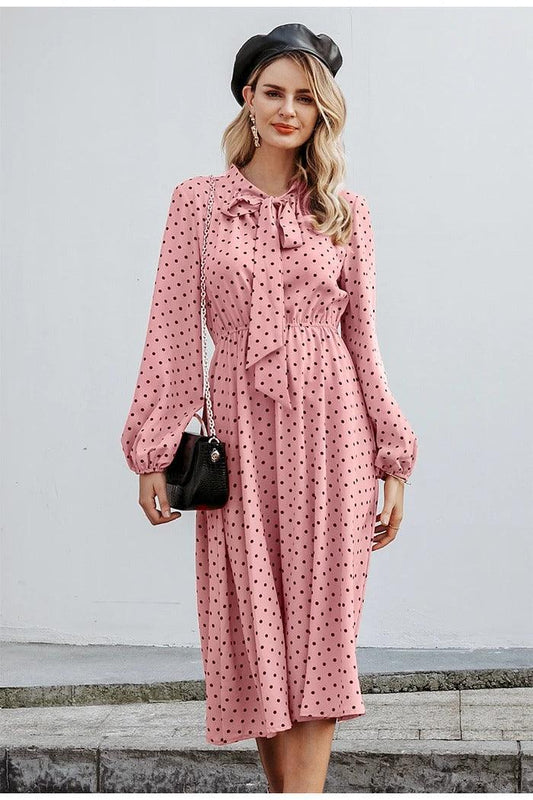 Ladies pink polka dot dress - BUNNY BAZAR