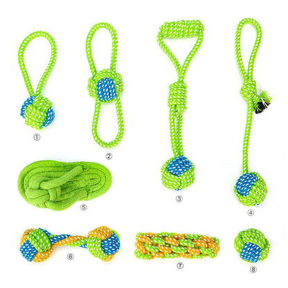 Bite-resistant Cotton Rope Molar Teeth Cleaning Rope Knotting Cat And Dog Toy Set - BUNNY BAZAR