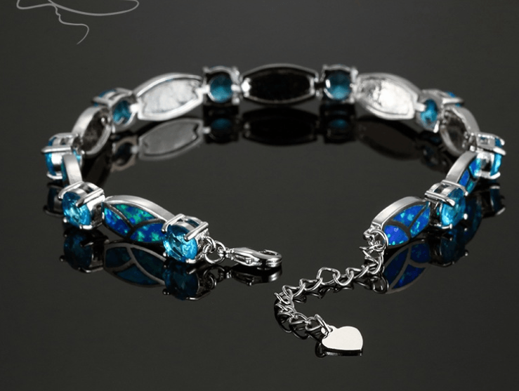 Copper Plated Silver Blue Opal Bracelet AliExpress Hot Blast Bracelet - BUNNY BAZAR