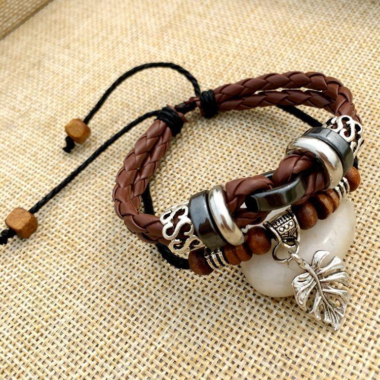 Cross stud braided leather bracelet - BUNNY BAZAR