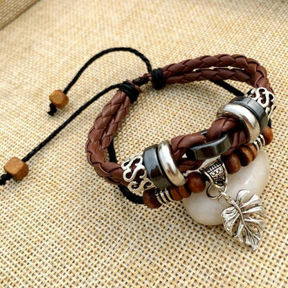 Cross stud braided leather bracelet - BUNNY BAZAR