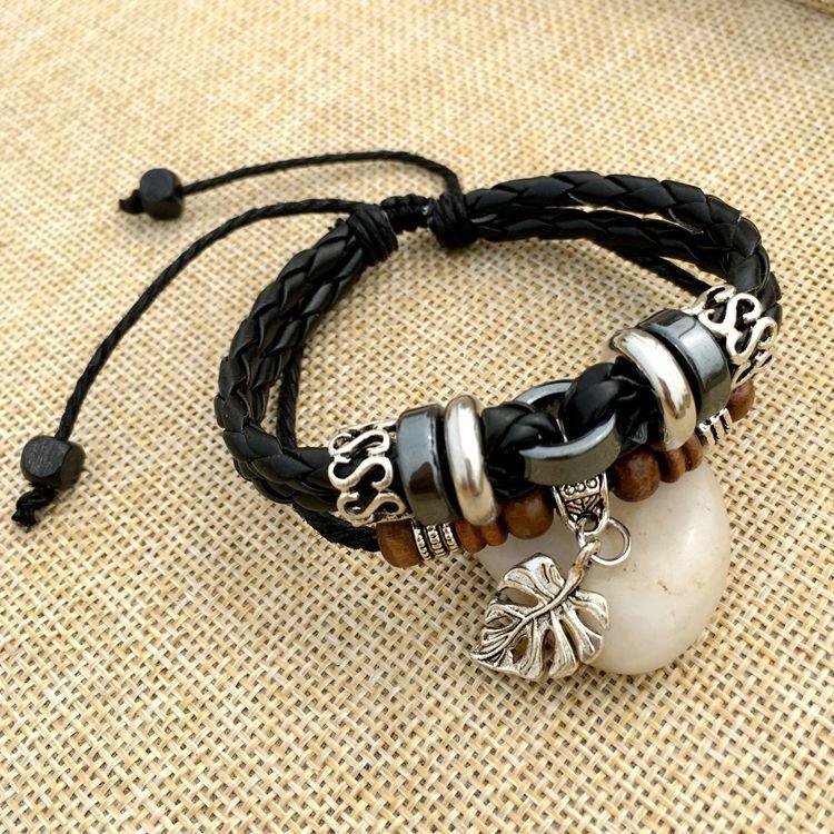 Cross stud braided leather bracelet - BUNNY BAZAR