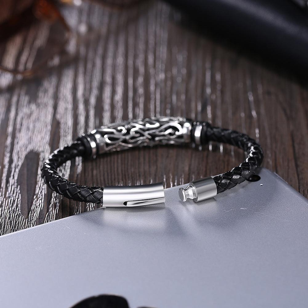 Punk stainless steel leather bracelet - BUNNY BAZAR