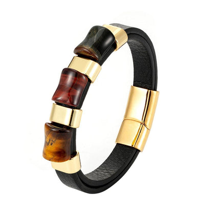 Fashion Natural Tiger Eye Men Stainless Steel Magnetic Buckle Bracelet - BUNNY BAZAR