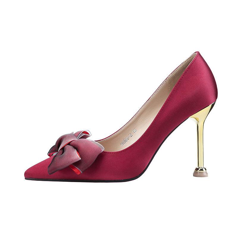 Sexy High Heels Stiletto Bow Women's Single Shoes - BUNNY BAZAR