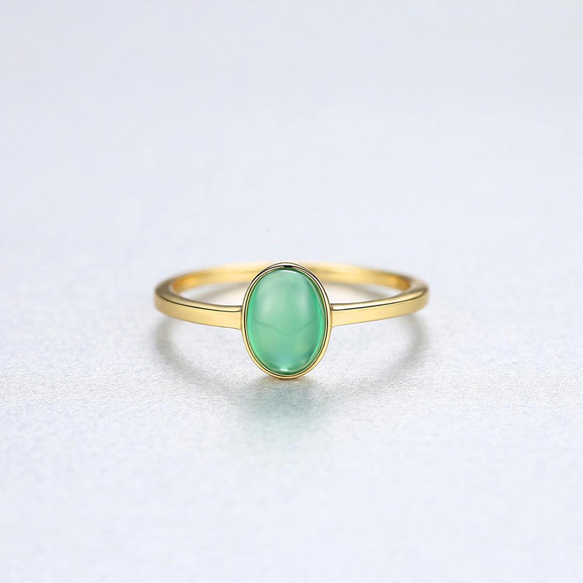 Temperament inlaid green zircon ring - BUNNY BAZAR