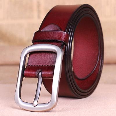 Leather belt buckle male pure leather belt young mens belt all-match middle-aged. - BUNNY BAZAR