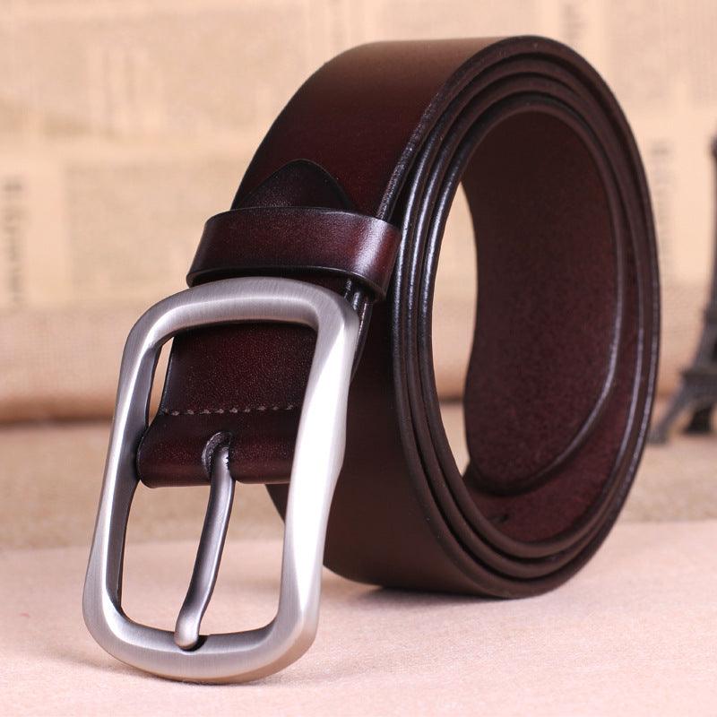 Leather belt buckle male pure leather belt young mens belt all-match middle-aged. - BUNNY BAZAR