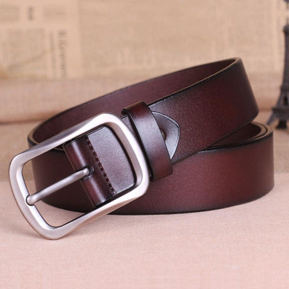 Leather belt buckle male pure leather belt young mens belt all-match middle-aged. - BUNNY BAZAR