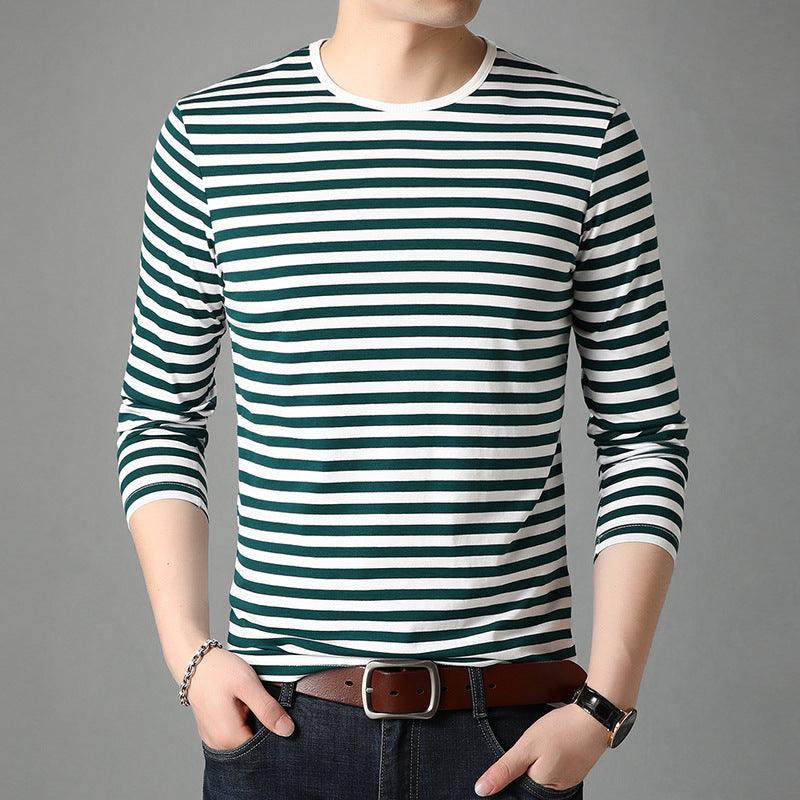 Fashion Stripes Men's Round Neck Cotton Striped Top - BUNNY BAZAR