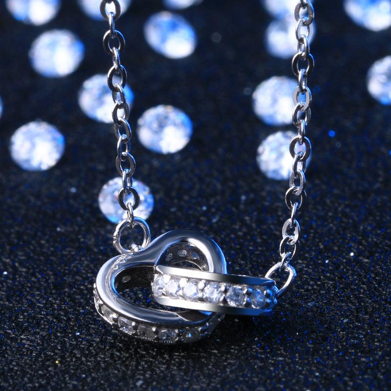 Double Love Diamond Necklace Clavicle Chain - BUNNY BAZAR