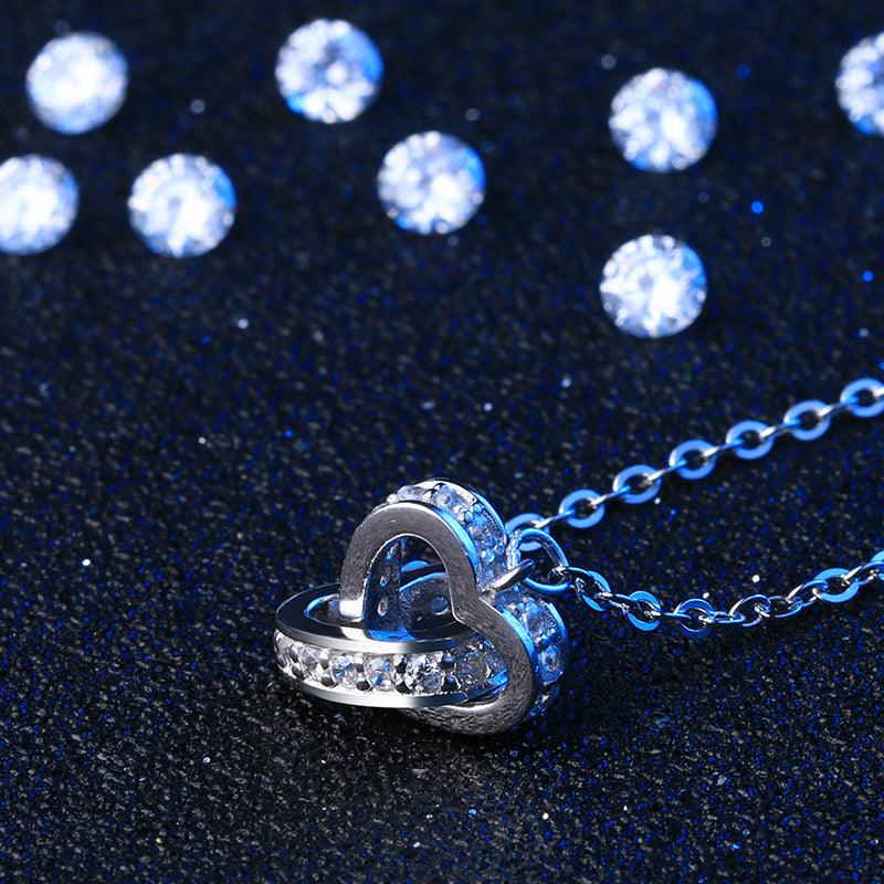 Double Love Diamond Necklace Clavicle Chain - BUNNY BAZAR