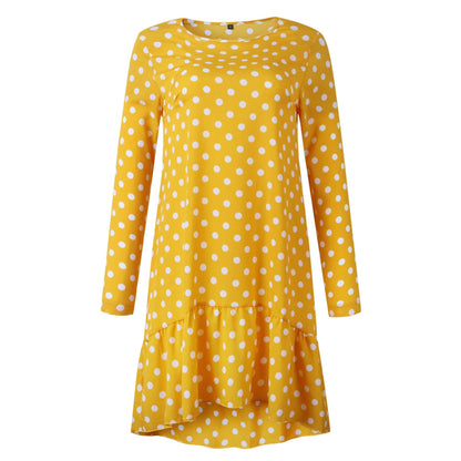 Polka dot ruffled long sleeve dress - BUNNY BAZAR