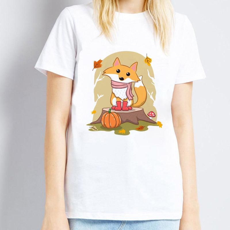 Cute fox printed T shirt Women Harajuku Tshirt Thin section - BUNNY BAZAR