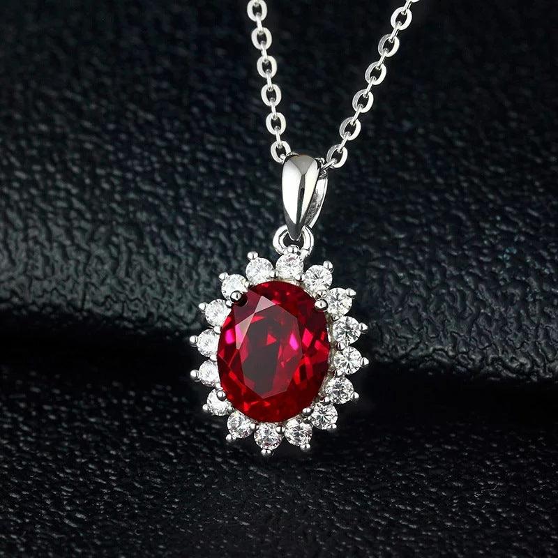 Ruby sterling silver necklace female - BUNNY BAZAR