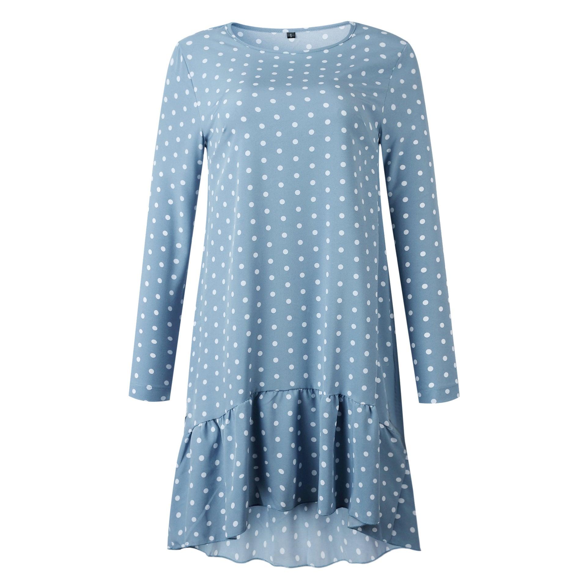 Polka dot ruffled long sleeve dress - BUNNY BAZAR