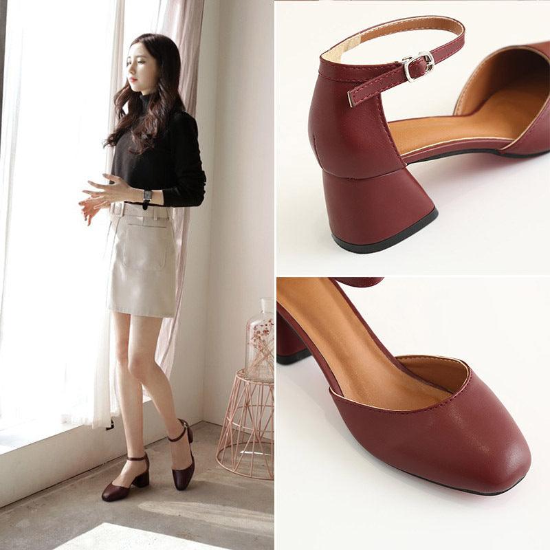 Mary Jane shoes thick heel sandals Baotou Roman shoes women - BUNNY BAZAR