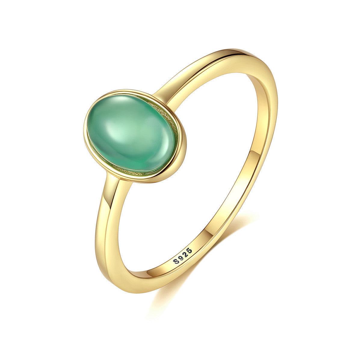 Temperament inlaid green zircon ring - BUNNY BAZAR