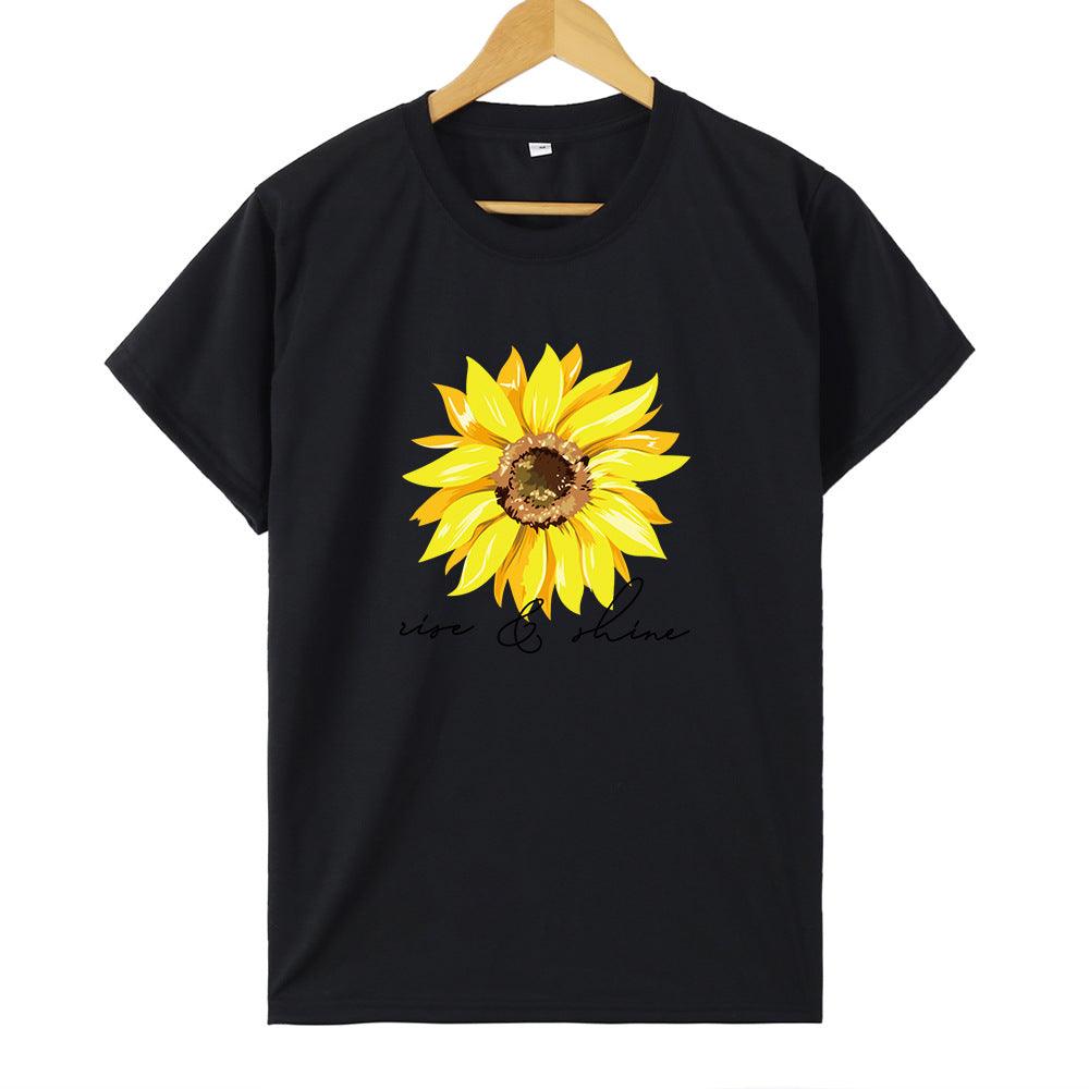 Sunflower Printed Short sleeve T-shirt - BUNNY BAZAR