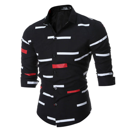 Spring Men's Geometric Printed Shirt Trendy Men Shirt Coat - BUNNY BAZAR