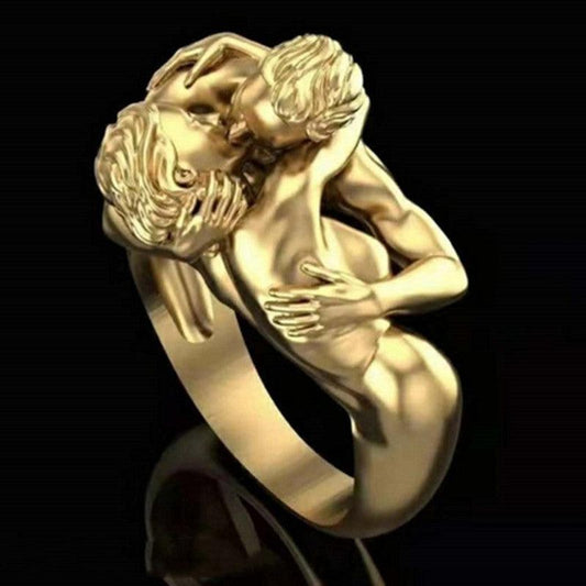 Golden Men And Women Love Art Ring Ring New - BUNNY BAZAR