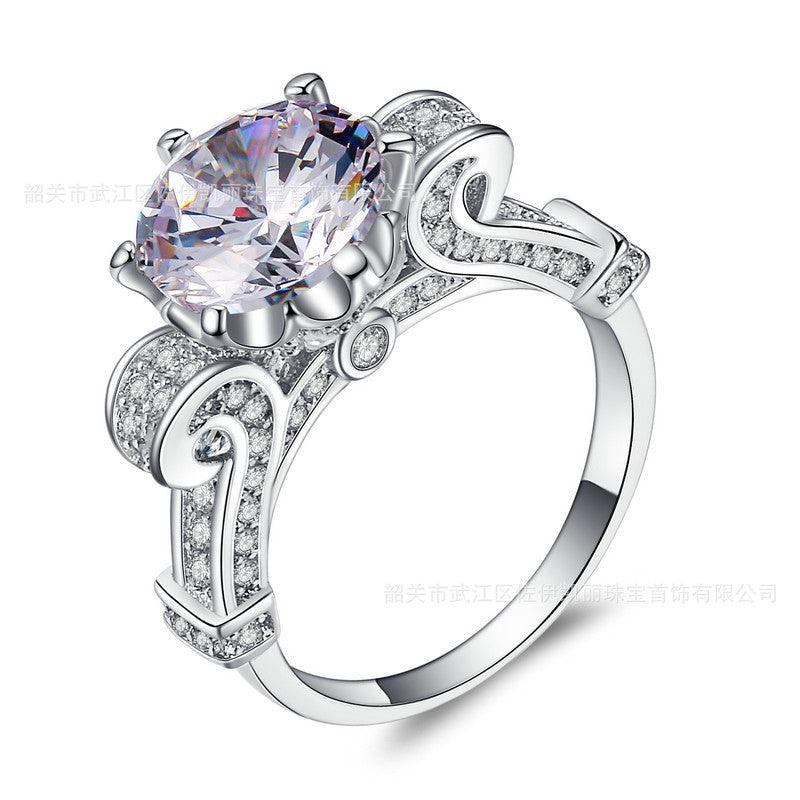 Foreign trade explosion jewelry fashion luxury Nvjie AAA zircon gilt micro insert engagement ring wholesale - BUNNY BAZAR