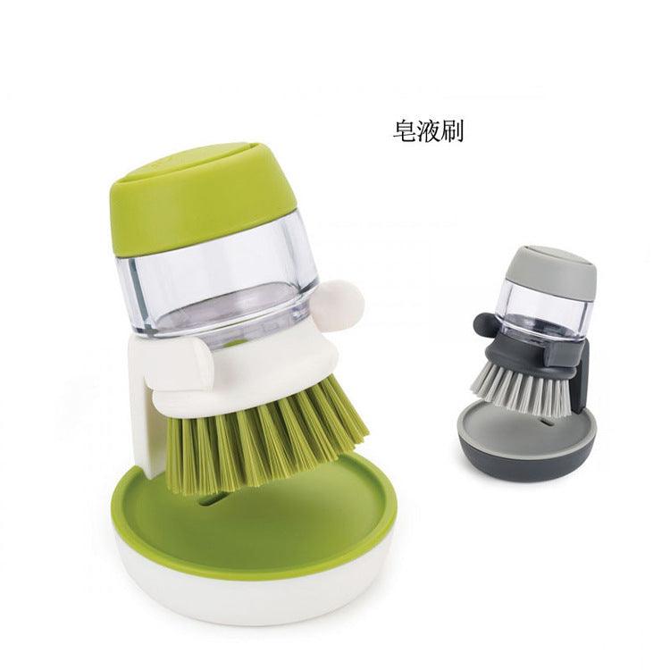 Soap Dispensing Palm Brush Storage Set, Kitchen Brush with Holder - BUNNY BAZAR