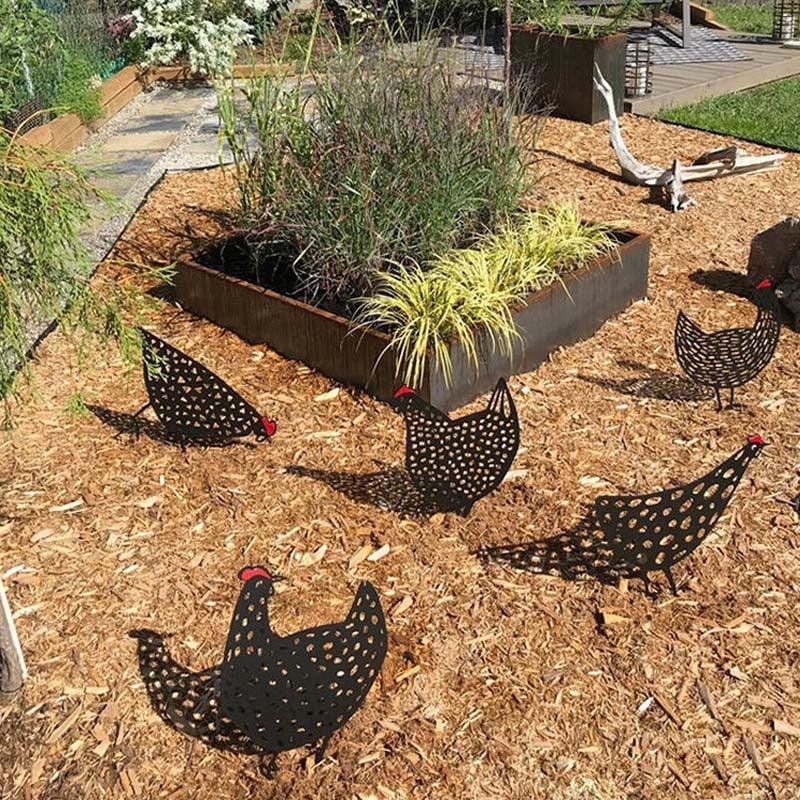 Chicken Yard Art Outdoor Garden Back Yard Gazon Stakes Hen Yard Decor - BUNNY BAZAR