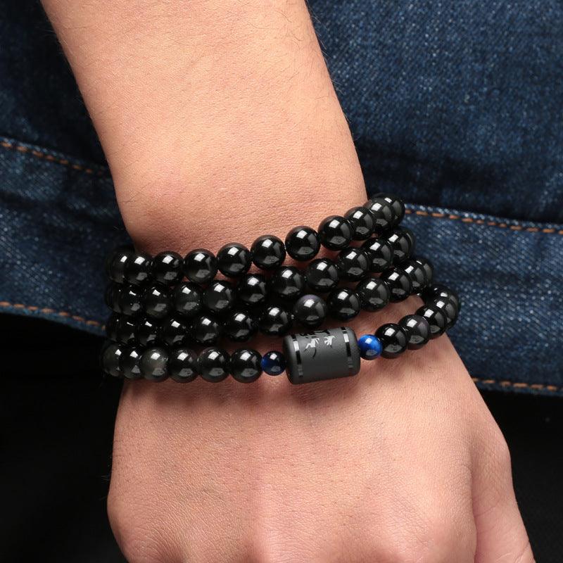 Natural crystal Obsidian Bracelet female Korean couple bracelets Agate Bracelet Mens transport bead jewelry simple - BUNNY BAZAR