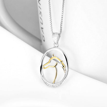 Horse Head Pendant Fashion Delicate Micro Inlaid Necklace - BUNNY BAZAR