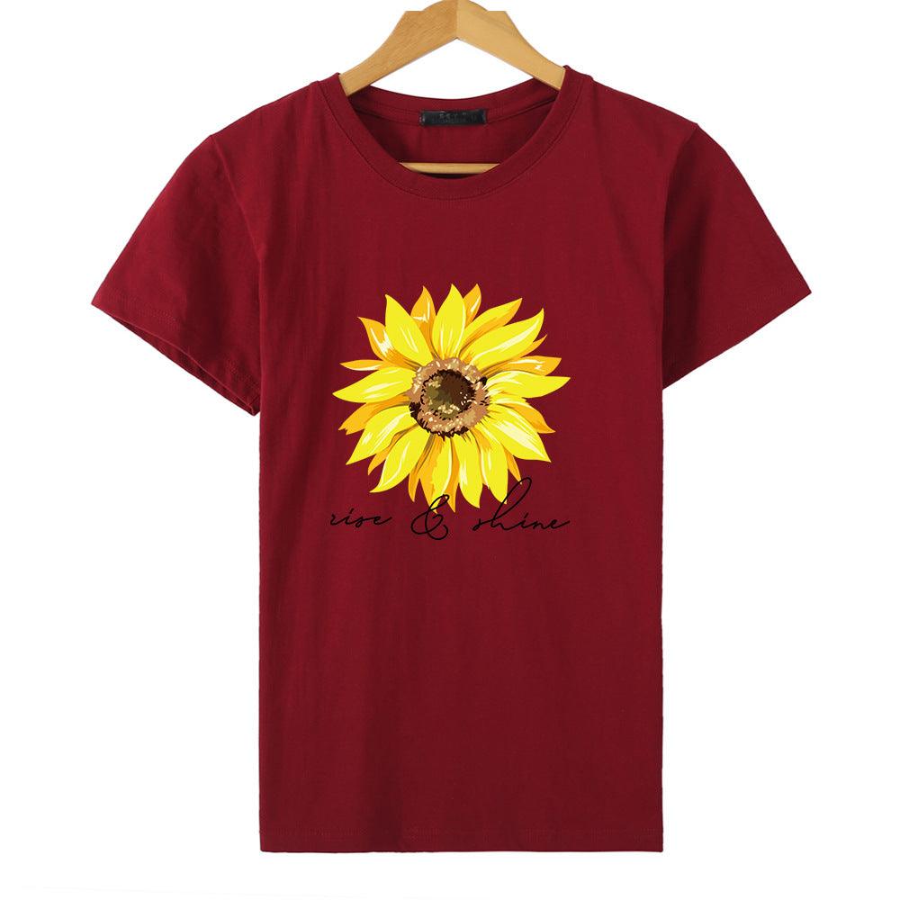 Sunflower Printed Short sleeve T-shirt - BUNNY BAZAR