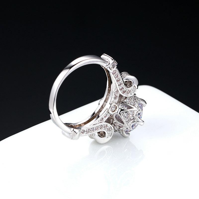 Foreign trade explosion jewelry fashion luxury Nvjie AAA zircon gilt micro insert engagement ring wholesale - BUNNY BAZAR