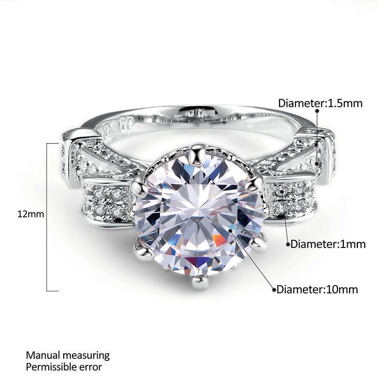 Foreign trade explosion jewelry fashion luxury Nvjie AAA zircon gilt micro insert engagement ring wholesale - BUNNY BAZAR