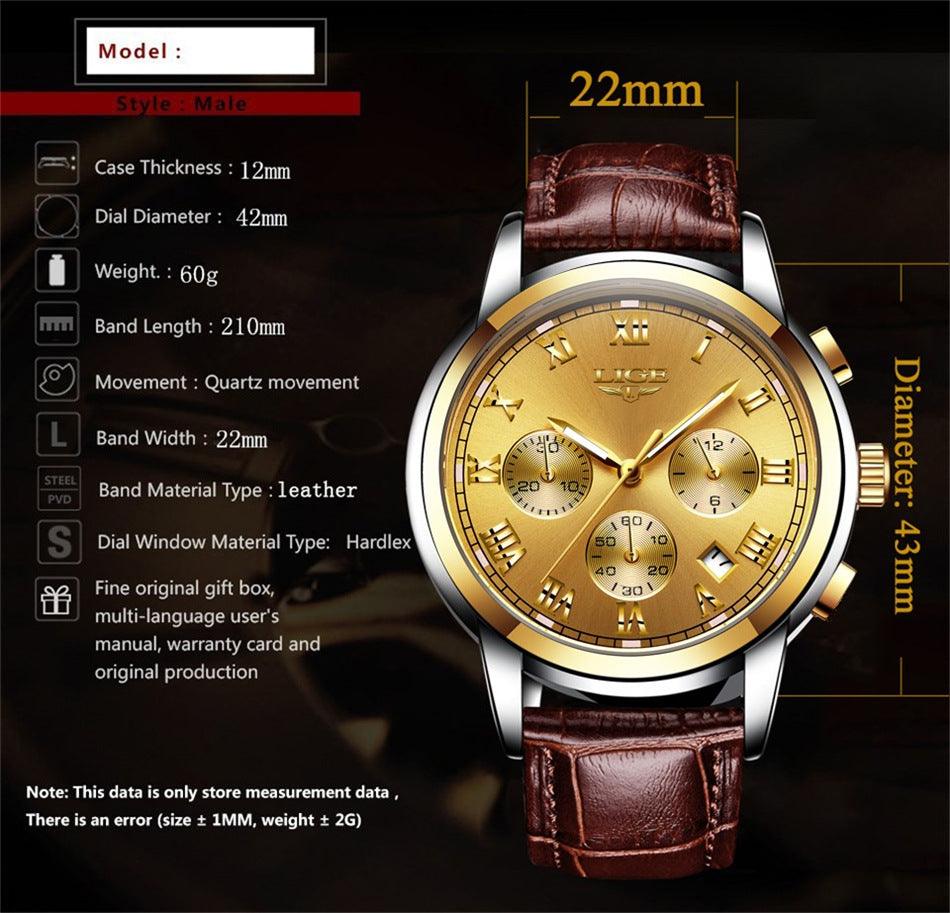 Mens Leather Casual Watch - BUNNY BAZAR