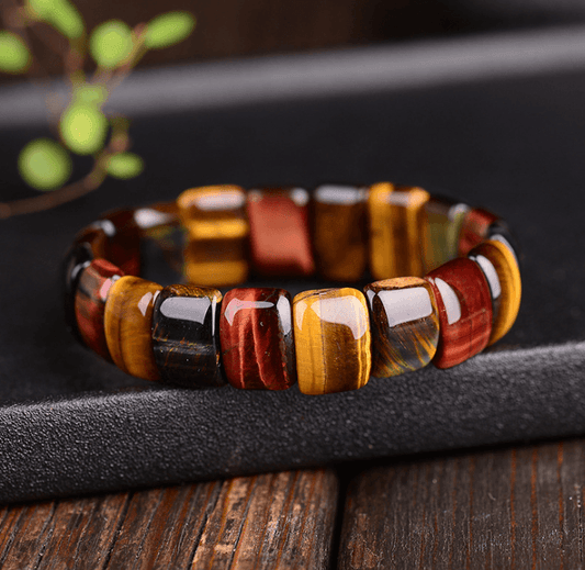 Natural color tiger eye stone tiger eye stone red yellow blue hand row bracelet bracelet men and women couple gift - BUNNY BAZAR