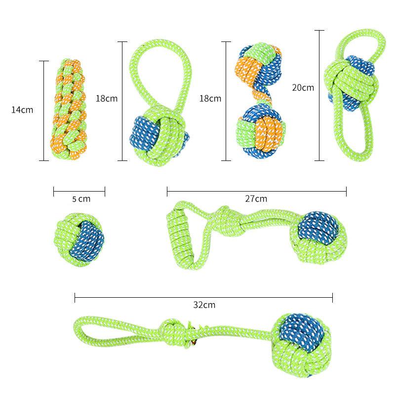 Bite-resistant Cotton Rope Molar Teeth Cleaning Rope Knotting Cat And Dog Toy Set - BUNNY BAZAR