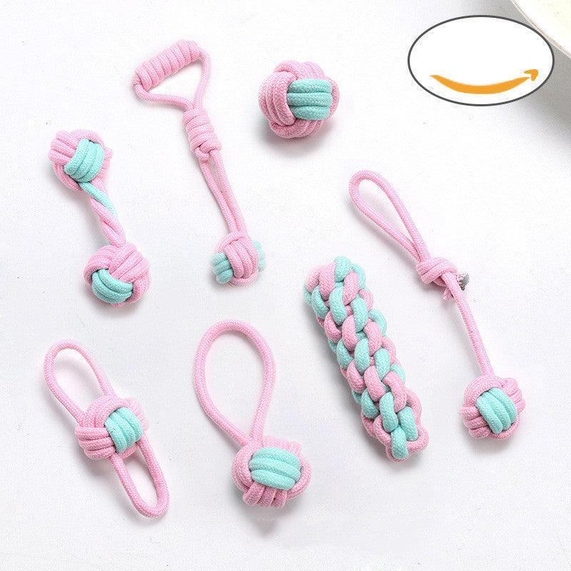 Bite-resistant Cotton Rope Molar Teeth Cleaning Rope Knotting Cat And Dog Toy Set - BUNNY BAZAR