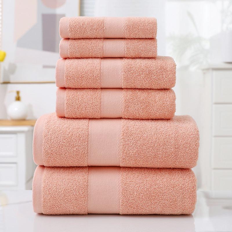 Home Simple Cotton Absorbent Towel Bath Towel 6-Piece Set - BUNNY BAZAR