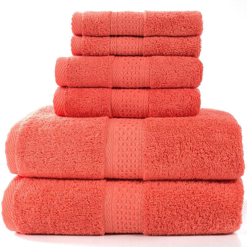 Home Simple Cotton Absorbent Towel Bath Towel 6-Piece Set - BUNNY BAZAR