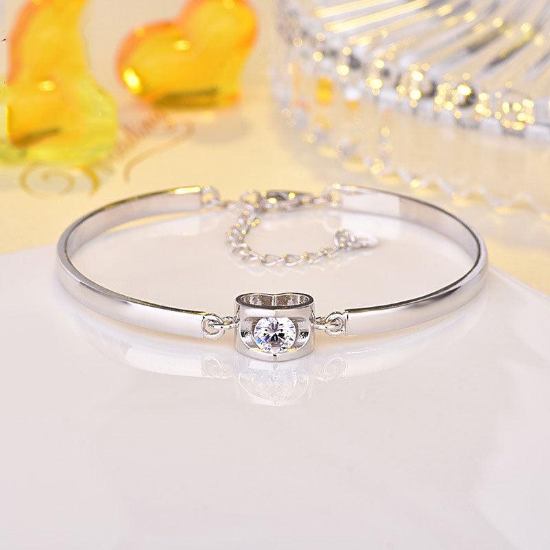 Fashion Simple S925 Sterling Silver Heart-shaped Bracelet - BUNNY BAZAR