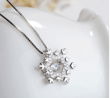 South Korea S925 Sterling Silver Diamond Pendant all-match simple temperament smart Snowflake Necklace female silver jewelry factory direct - BUNNY BAZAR