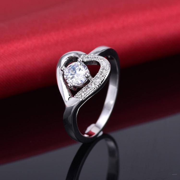 European and American ornaments inlaid with AAA high grade zircon heart rings - BUNNY BAZAR