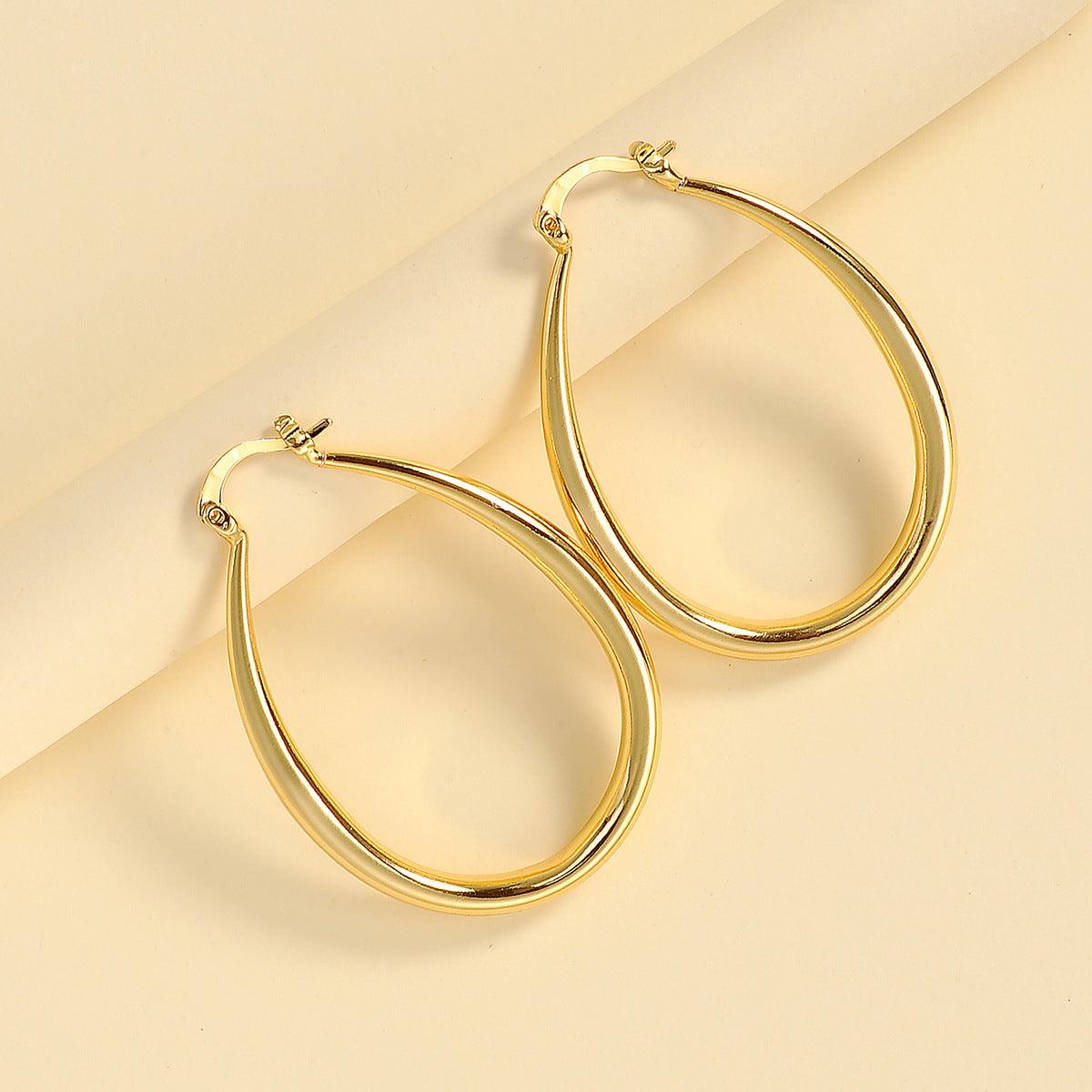Geometric oval earrings earrings earrings - BUNNY BAZAR