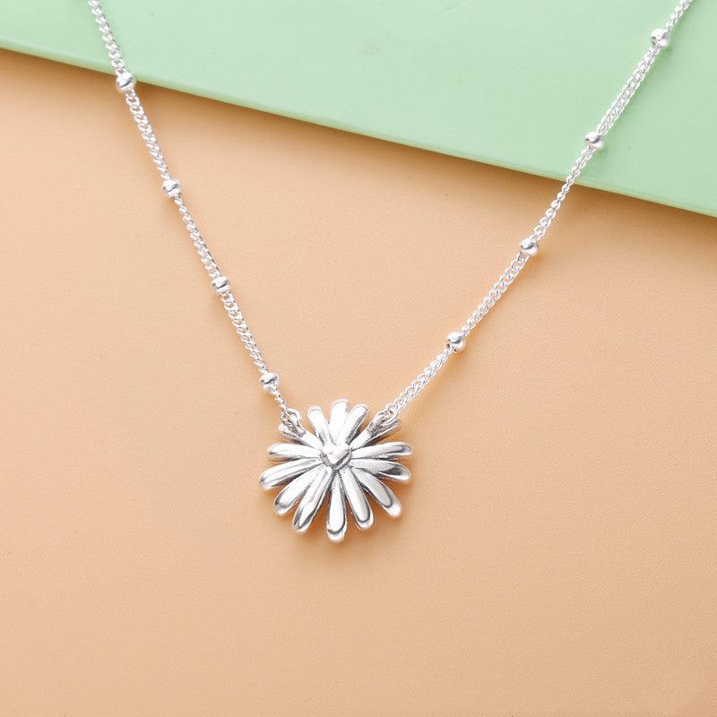 925 silver daisy clavicle chain necklace - BUNNY BAZAR