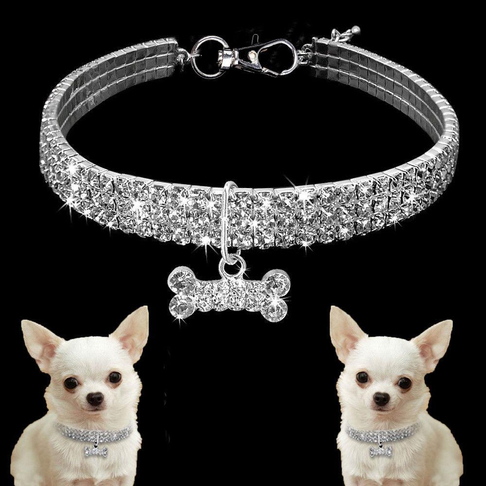 Bling Rhinestone Dog Collar Crystal Puppy Chihuahua Pet Dog Collars Leash For Small Medium Dogs Cats - BUNNY BAZAR