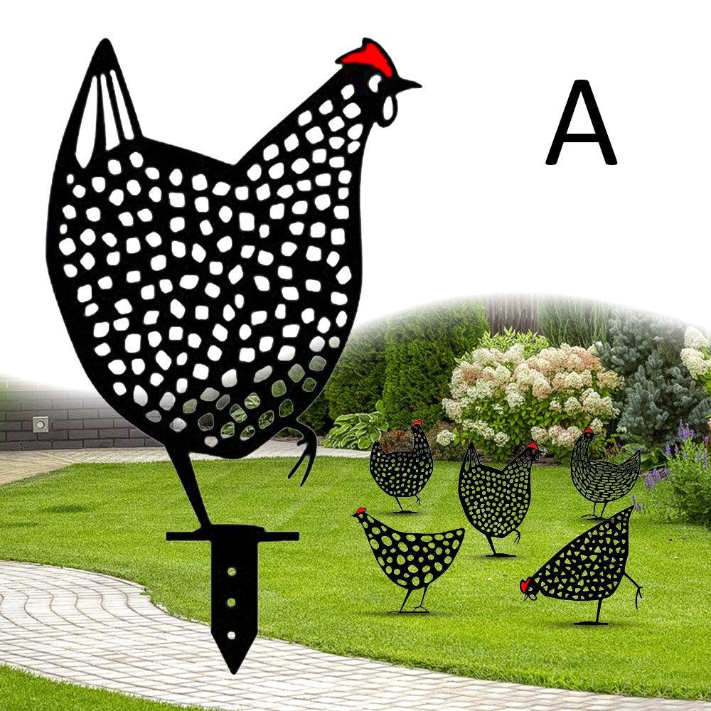 Chicken Yard Art Outdoor Garden Back Yard Gazon Stakes Hen Yard Decor - BUNNY BAZAR