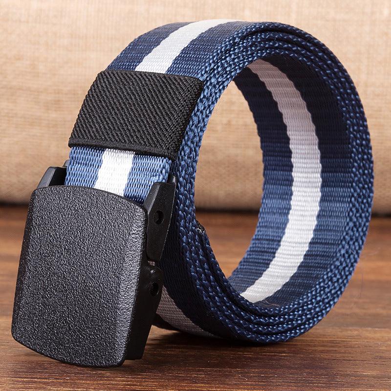 Canvas belt men hypoallergenic canvas belt woven nylon plastic buckle outdoor leisure wholesale - BUNNY BAZAR