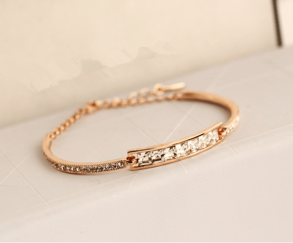 Diamond Crystal Bracelet Inlaid with Diamond Plated Gold Bracelet - BUNNY BAZAR