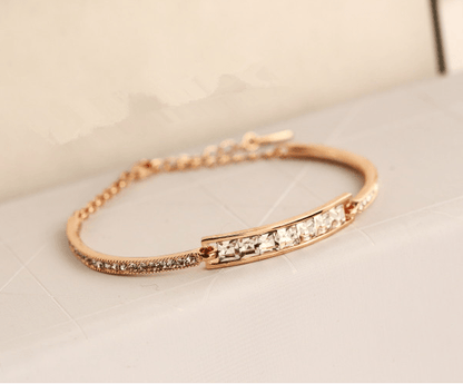 Diamond Crystal Bracelet Inlaid with Diamond Plated Gold Bracelet - BUNNY BAZAR